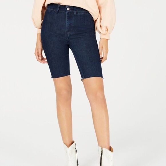 Free People Bermuda Dark Denim cutoff shorts 26 - Picture 1 of 6